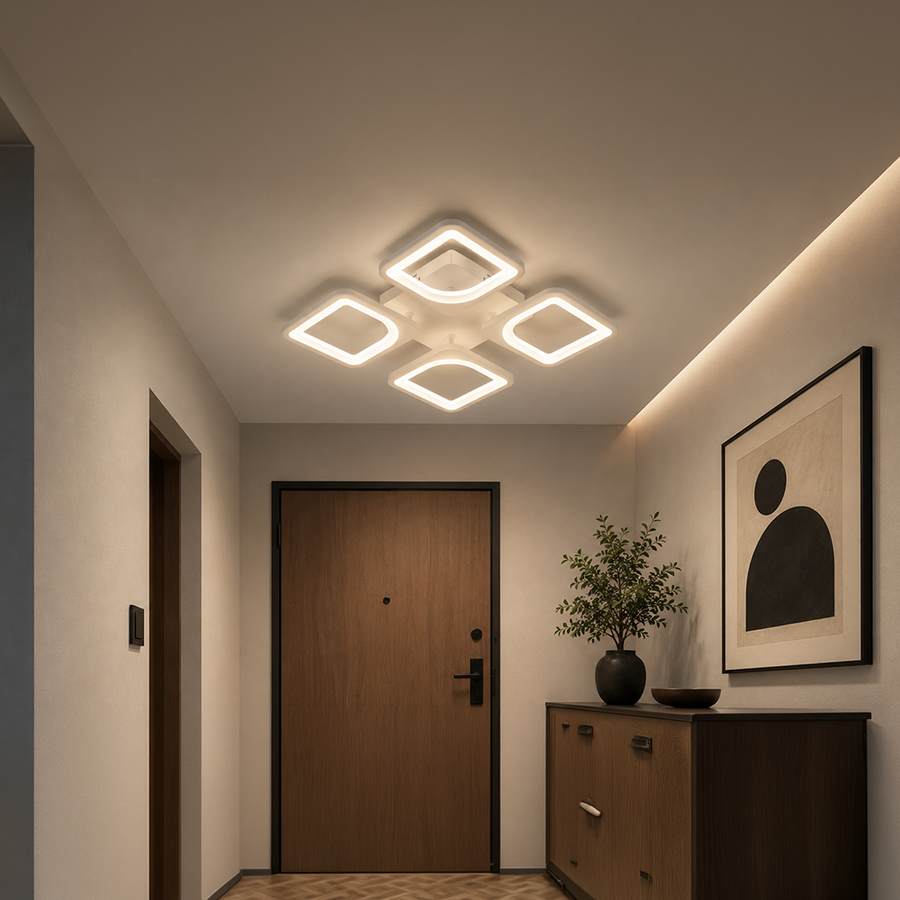 LED csillár távirányítóval ZOE 53W, 4 négyzet, hideg/meleg/semleges fény, szabályozható, fehér LED-es csillár távirányítóval Alapértelmezett cím Alessandro Design
