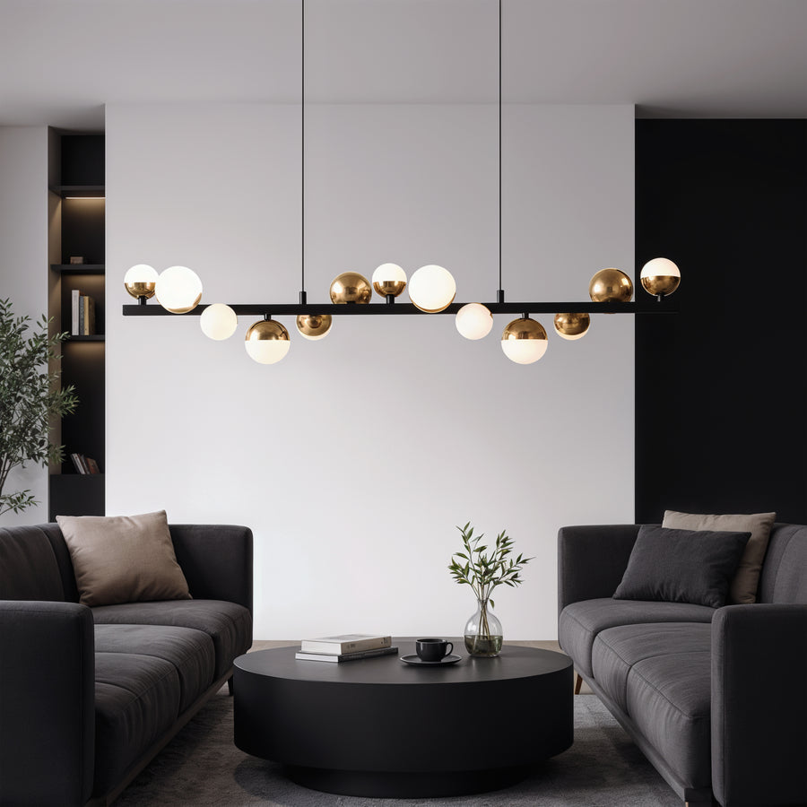 Aurion 29 W akril LED függő csillár távirányítóval, szabályozható, fekete arany, fém és akril LED csillárok távirányítóval Alapértelmezett cím Alessandro Design