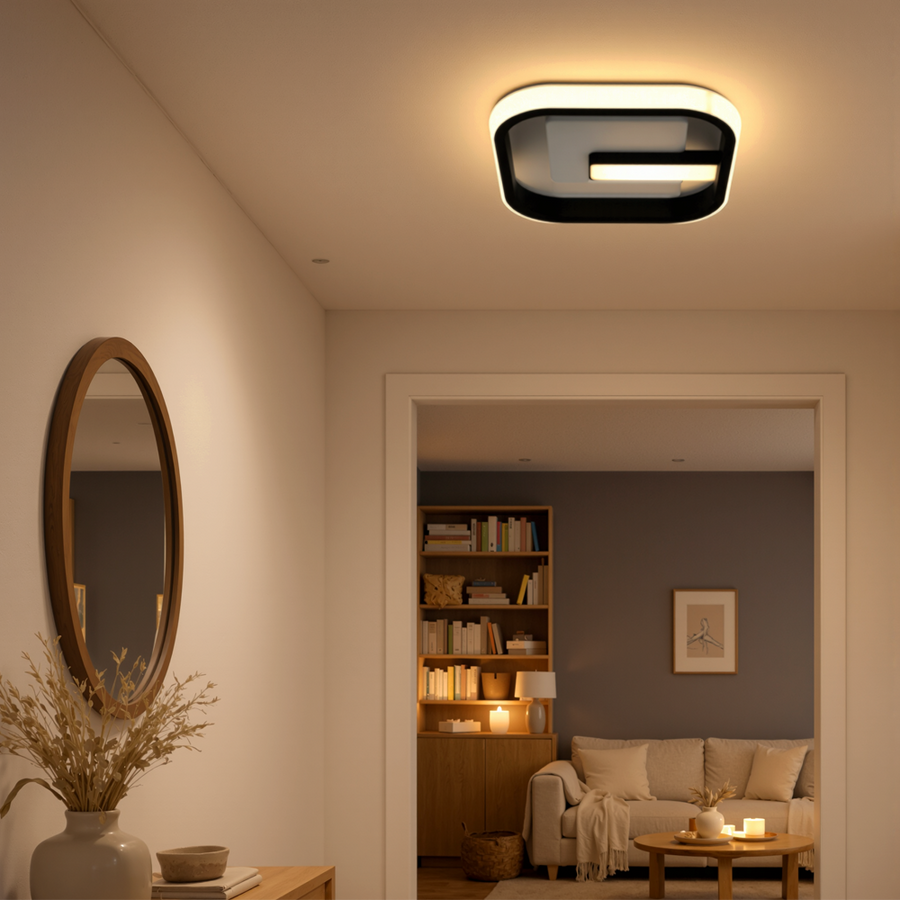 LED csillár VICTORIA 19W, négyzet alakú, hideg/meleg/semleges fény, fekete, fehér LED csillár Alapértelmezett cím Alessandro Design