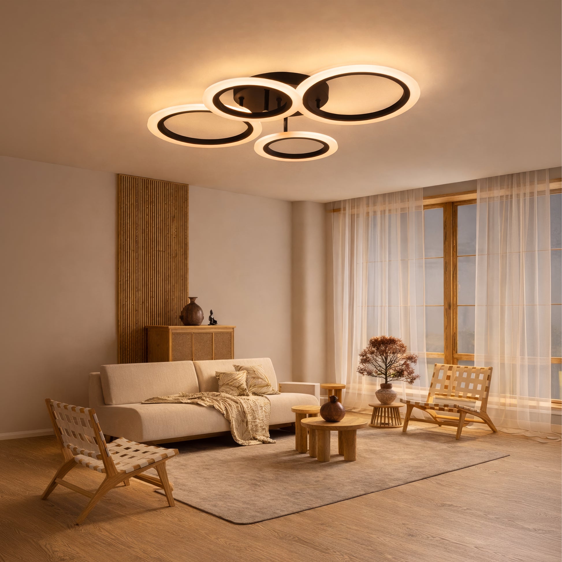 LED csillár távirányítóval BETTY 43W, 4 kör, hideg/meleg/semleges fény, szabályozható, fekete LED csillárok távirányítóval Alapértelmezett cím Alessandro Design