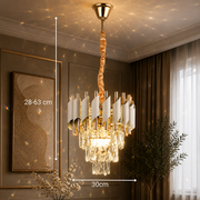 Kristály csillár VERSAILLES Petito 3xE14, átmérő 30 cm, fényes arany és fehér, állítható magasságú, fém és kristály kristálycsillárok alapértelmezett cím Alessandro Design