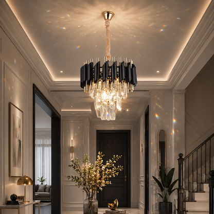 Kristály csillár VERSAILLES Petito 3xE14, átmérő 30 cm, fényes arany és fekete, állítható magasságú kristálycsillár alapértelmezett cím Alessandro Design