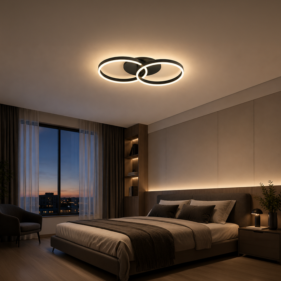 LED csillár távirányítóval RIGA LILITH 34W, 2 kör, hideg/meleg/semleges fény, szabályozható, fekete LED csillárok távirányítóval Alapértelmezett cím Alessandro Design