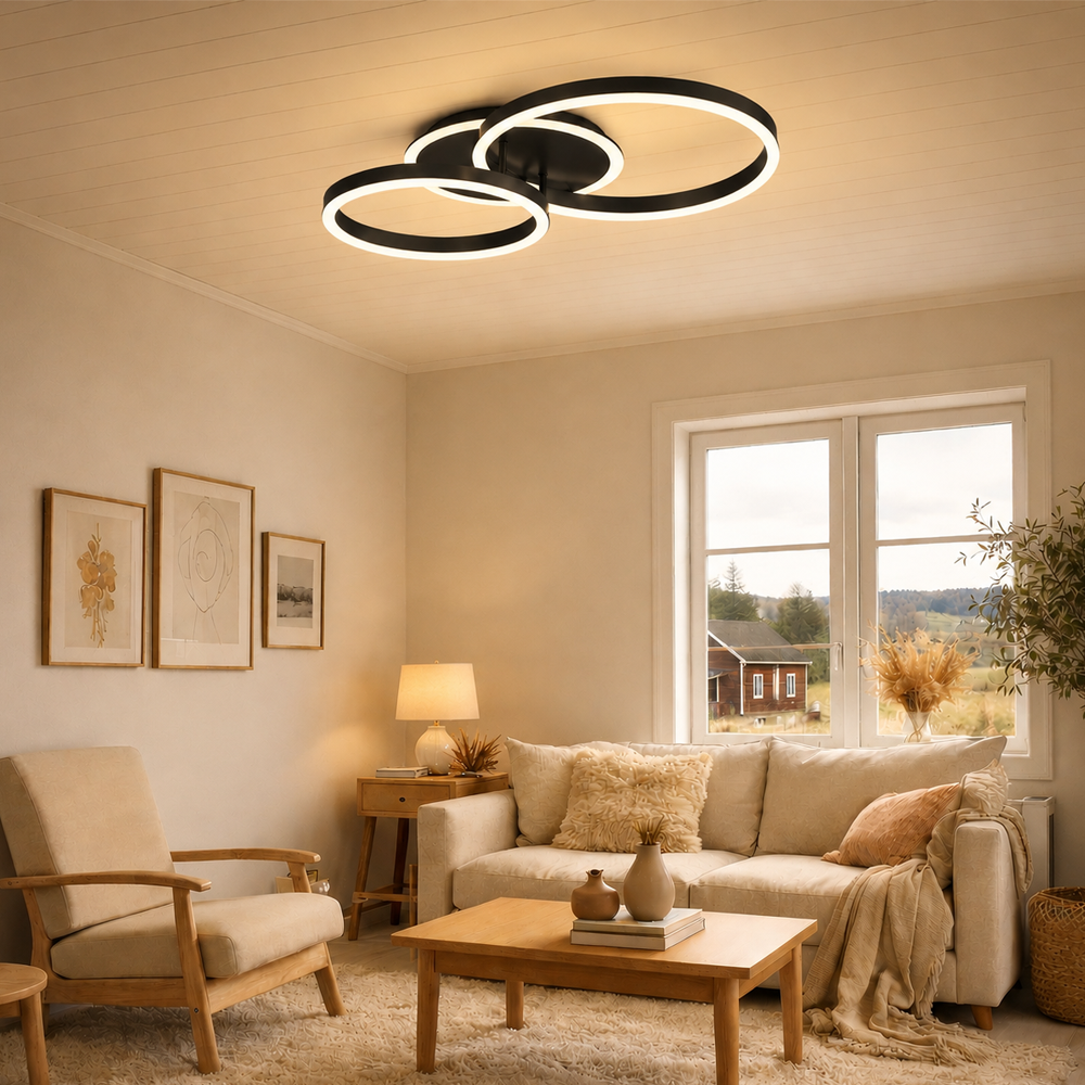 LED csillár távirányítóval RINOVA 66W, 2 kör, hideg/meleg/semleges fény, szabályozható, fekete LED csillárok távirányítóval Alapértelmezett cím Alessandro Design