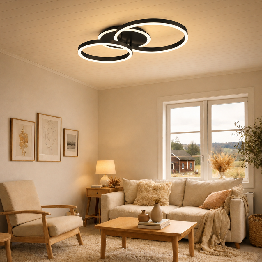 LED csillár távirányítóval RINOVA 66W, 2 kör, hideg/meleg/semleges fény, szabályozható, fekete LED csillárok távirányítóval Alapértelmezett cím Alessandro Design