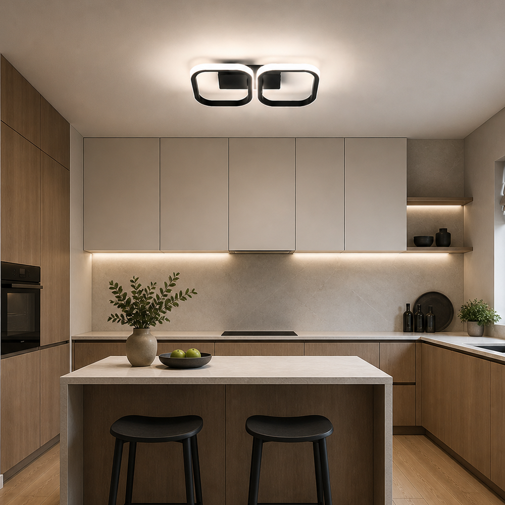 LED csillár VERTEX 21W, 2 négyzet, lineáris, hideg/meleg/semleges fény, fekete LED csillárok alapértelmezett cím Alessandro Design
