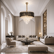Kristály csillár VERSAILLES Nobile 5xE14, átmérő 40 cm, fényes arany és fekete kristálycsillárok alapértelmezett cím Alessandro Design