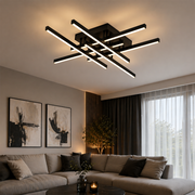 LED csillár távirányítóval LINEX, 81 W, 6 elem, lineáris, hideg/meleg/semleges fény, szabályozható, fekete LED csillárok távirányítóval Alapértelmezett cím Alessandro Design