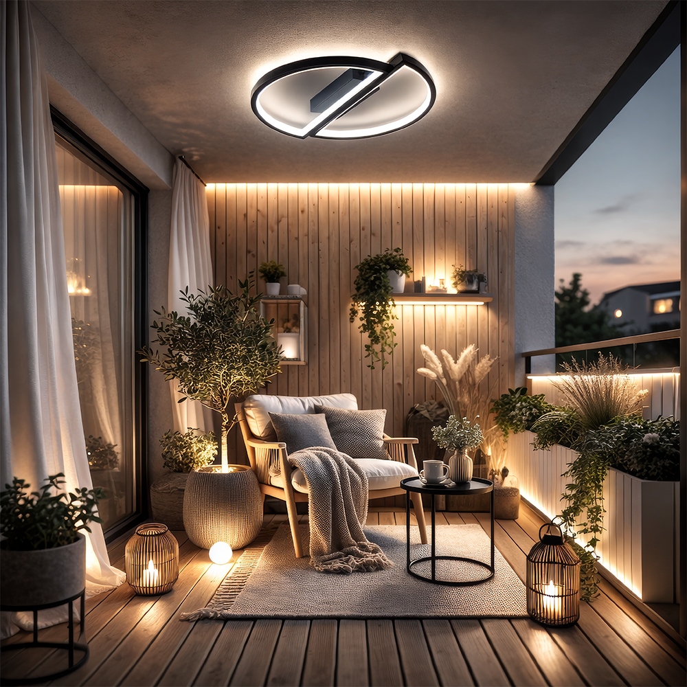 LED-es csillár távirányítóval VECTOR ARCUS 52W, 2 elem, hideg/meleg/semleges fény, szabályozható, fekete LED-es csillárok távirányítóval Alapértelmezett cím Alessandro Design