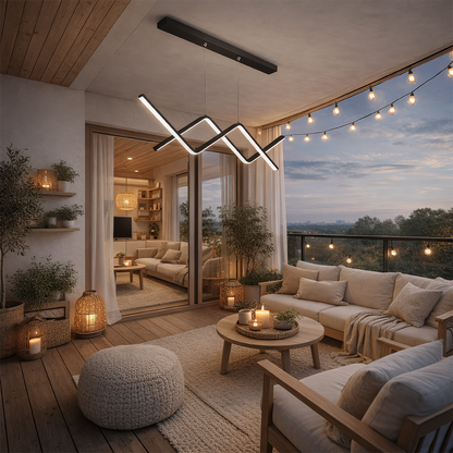 Függesztett LED-es csillár távirányítóval ZIGZAG 27W, hideg/meleg/semleges fény, szabályozható, fekete, állítható magasságú LED-csillárok távirányítóval Alapértelmezett cím Alessandro Design
