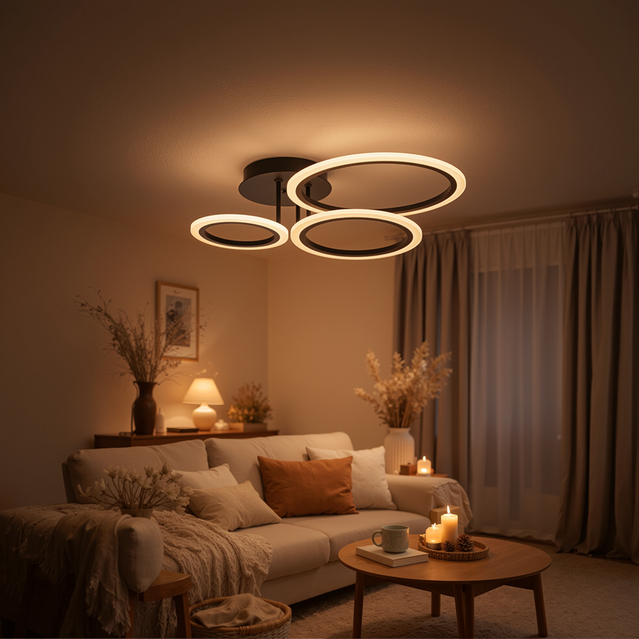 LED csillár távirányítóval BETTY 40W, 3 kör, hideg/meleg/semleges fény, szabályozható, fekete LED csillárok távirányítóval Alapértelmezett cím Alessandro Design