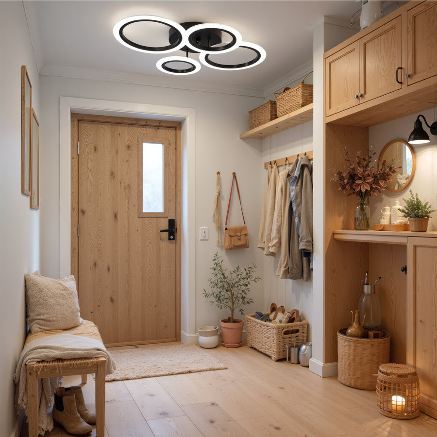 LED csillár távirányítóval BETTY 43W, 4 kör, hideg/meleg/semleges fény, szabályozható, fekete LED csillárok távirányítóval Alapértelmezett cím Alessandro Design