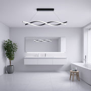 Függesztett LED-csillár távirányítóval, FLUX, 27 W, 116 cm, hideg/meleg/semleges fény 3000K/4000K/6000K, szabályozható, fekete, állítható magasságú, fém és szilikon modern csillárok alapértelmezett cím Alessandro Design