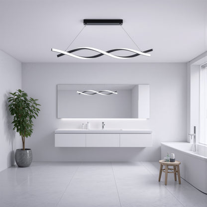 Függesztett LED-csillár távirányítóval, FLUX, 27 W, 116 cm, hideg/meleg/semleges fény 3000K/4000K/6000K, szabályozható, fekete, állítható magasságú, fém és szilikon modern csillárok alapértelmezett cím Alessandro Design
