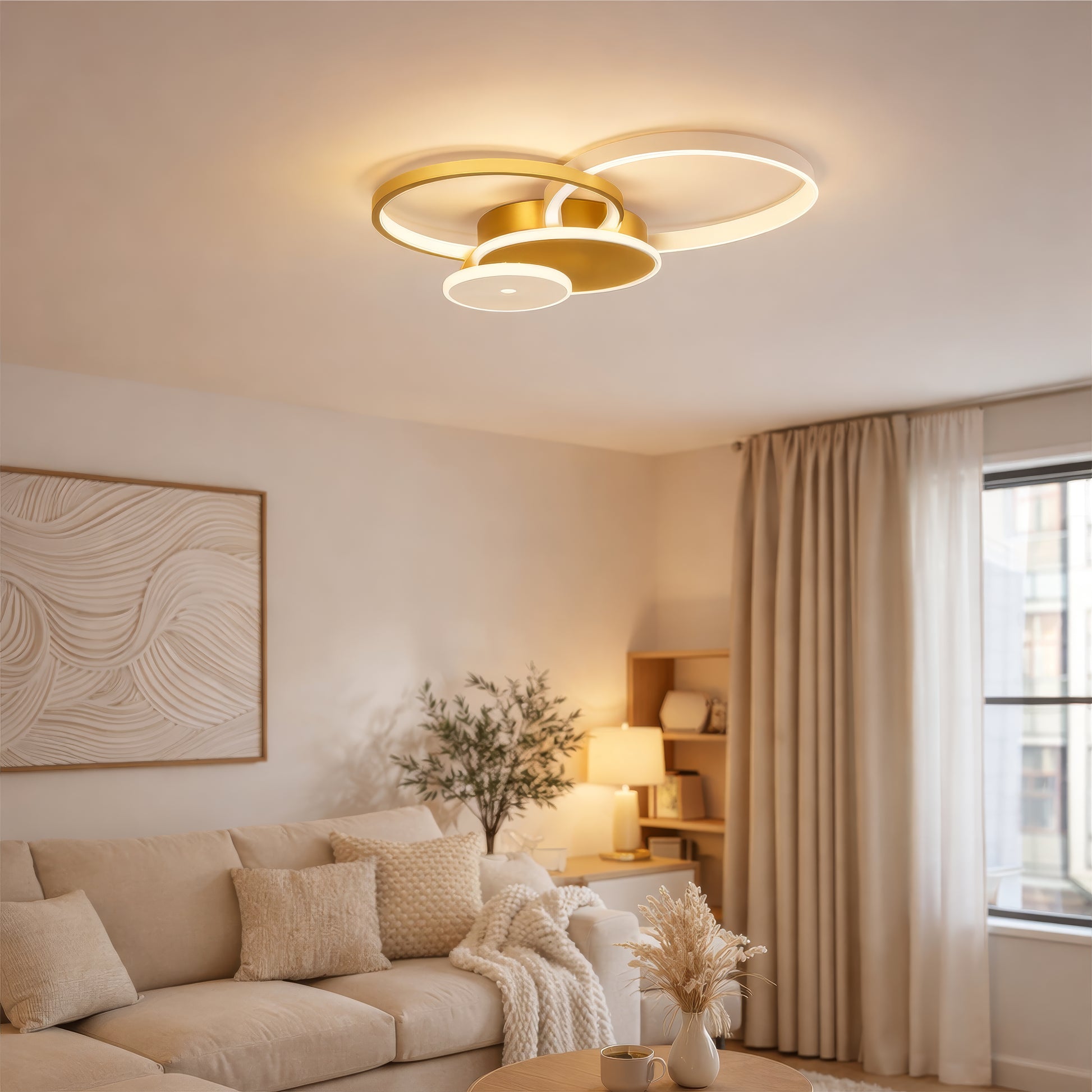 LED csillár távirányítóval KILLIAN 80W, 4 kör, hideg/meleg/semleges fény, szabályozható, arany LED-es csillárok távirányítóval Alapértelmezett cím Alessandro Design