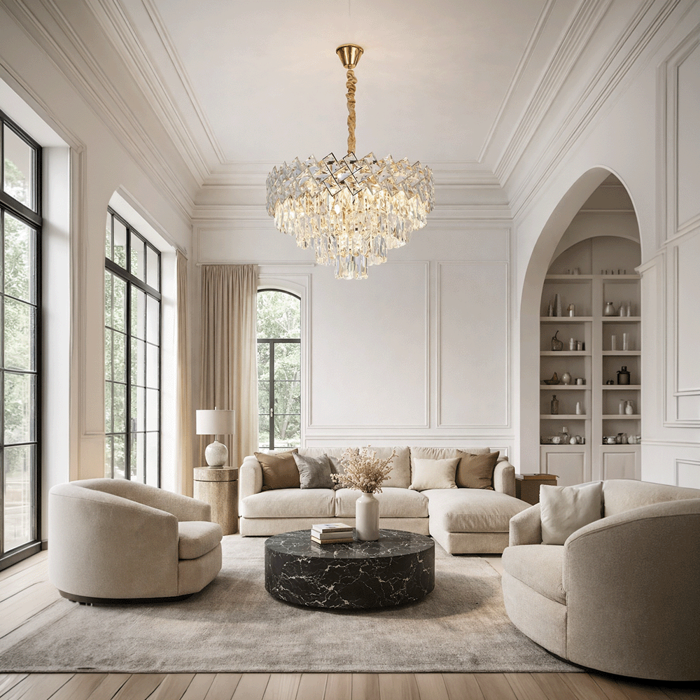 WINDSOR Elegance kristálycsillár 8x E14, átmérő 39 cm, fényes arany, állítható magasságú, fém és kristály kristálycsillárok alapértelmezett cím Alessandro Design