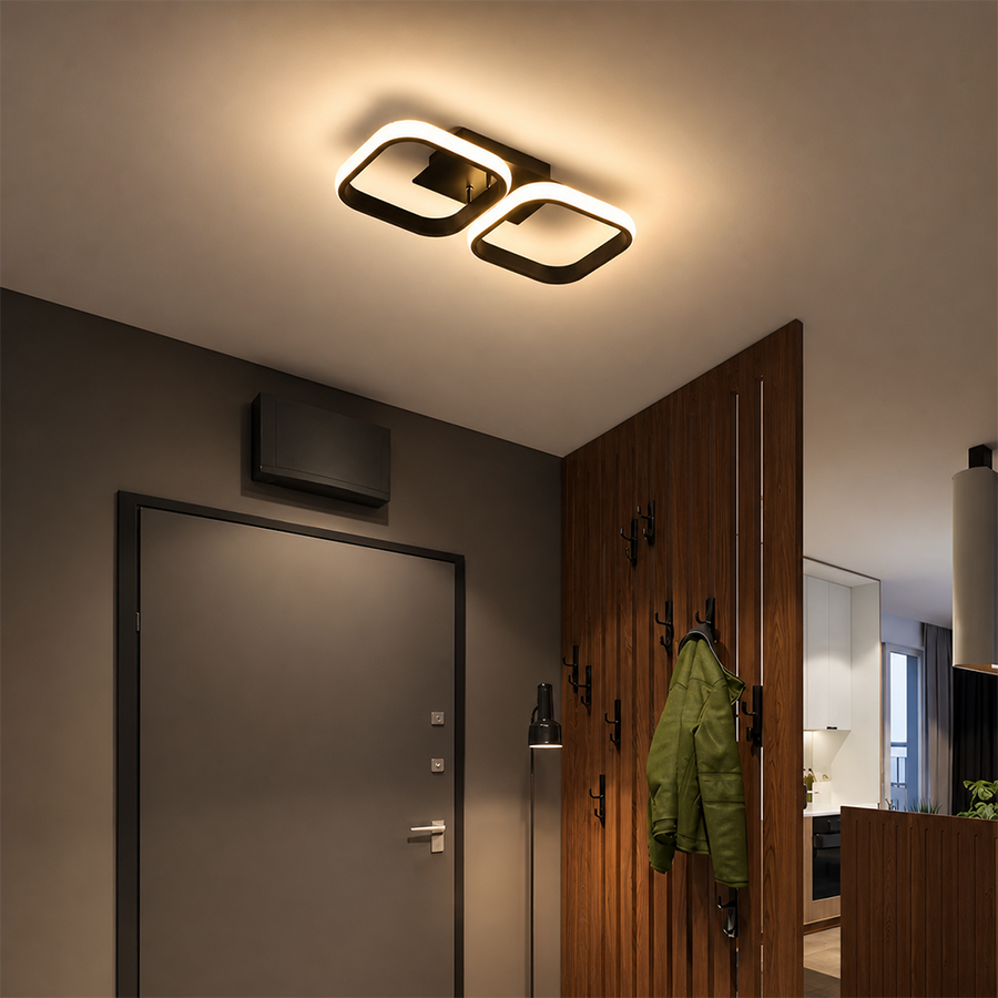 LED csillár VERTEX 21W, 2 négyzet, lineáris, hideg/meleg/semleges fény, fekete LED csillárok alapértelmezett cím Alessandro Design
