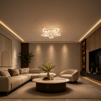 LED-es csillár távirányítóval GLORIOSA 95W, 5 szirom, hideg/meleg/semleges fény, szabályozható, fehér LED-es csillár távirányítóval Alapértelmezett cím Alessandro Design
