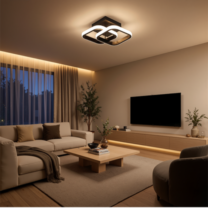 LED csillár VERTEX mátrix átfedő gyémántok, fém keretek, 24 W, 2 gyémánt, hideg/meleg/semleges fény 3000K/4000K/6000K, fekete, fém és szilikon LED-csillár alapértelmezett cím Alessandro Design