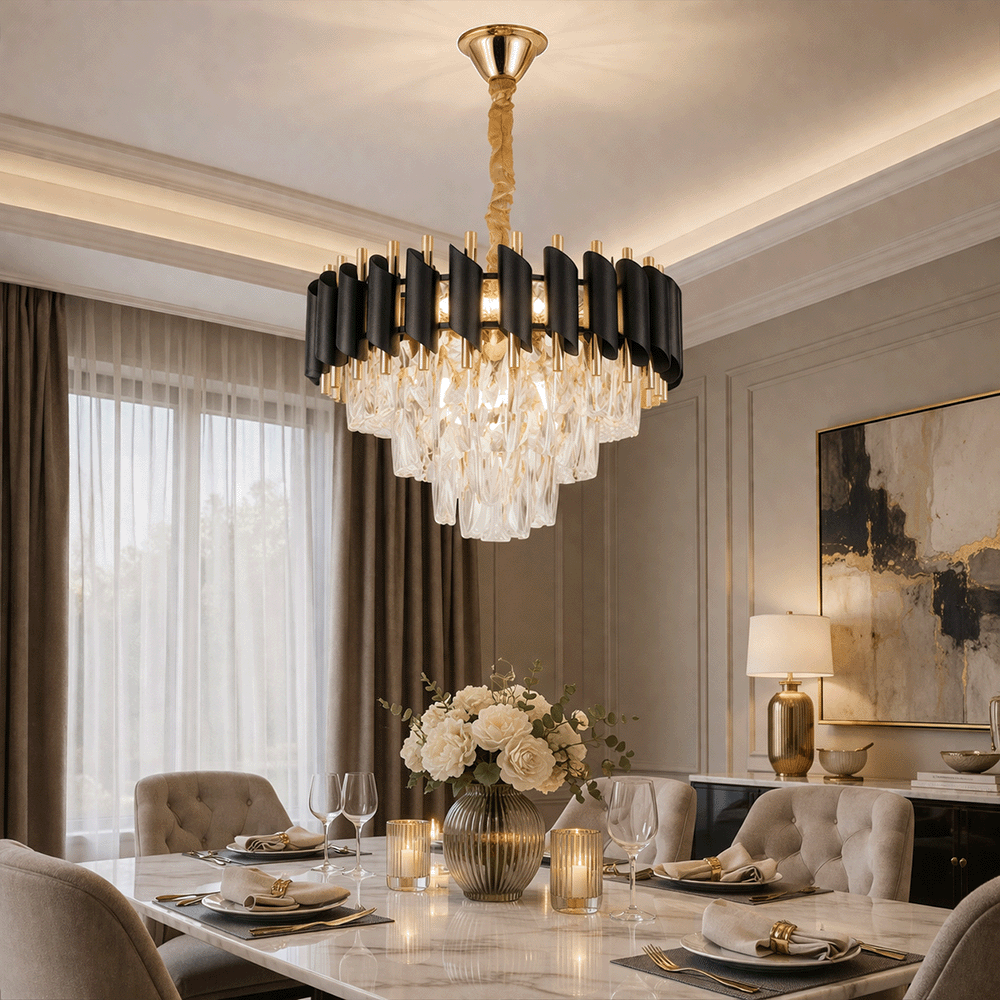 Kristály csillár VERSAILLES Nobile 5xE14, átmérő 40 cm, fényes arany és fekete kristálycsillárok alapértelmezett cím Alessandro Design