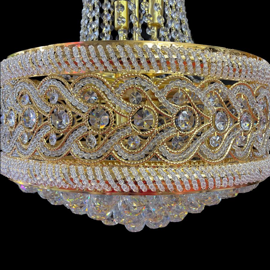 Candelabru Cristal CC718/400, 11x E14, Diametru 40cm, Auriu Lucios Candelabre Cristal Default Title Alessandro Design