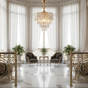 Candelabru Cristal VALMONT Petito 3xE14, D30 cm, Auriu, Inaltime Reglabila, Metal si Cristal Candelabre Cristal Default Title Alessandro Design