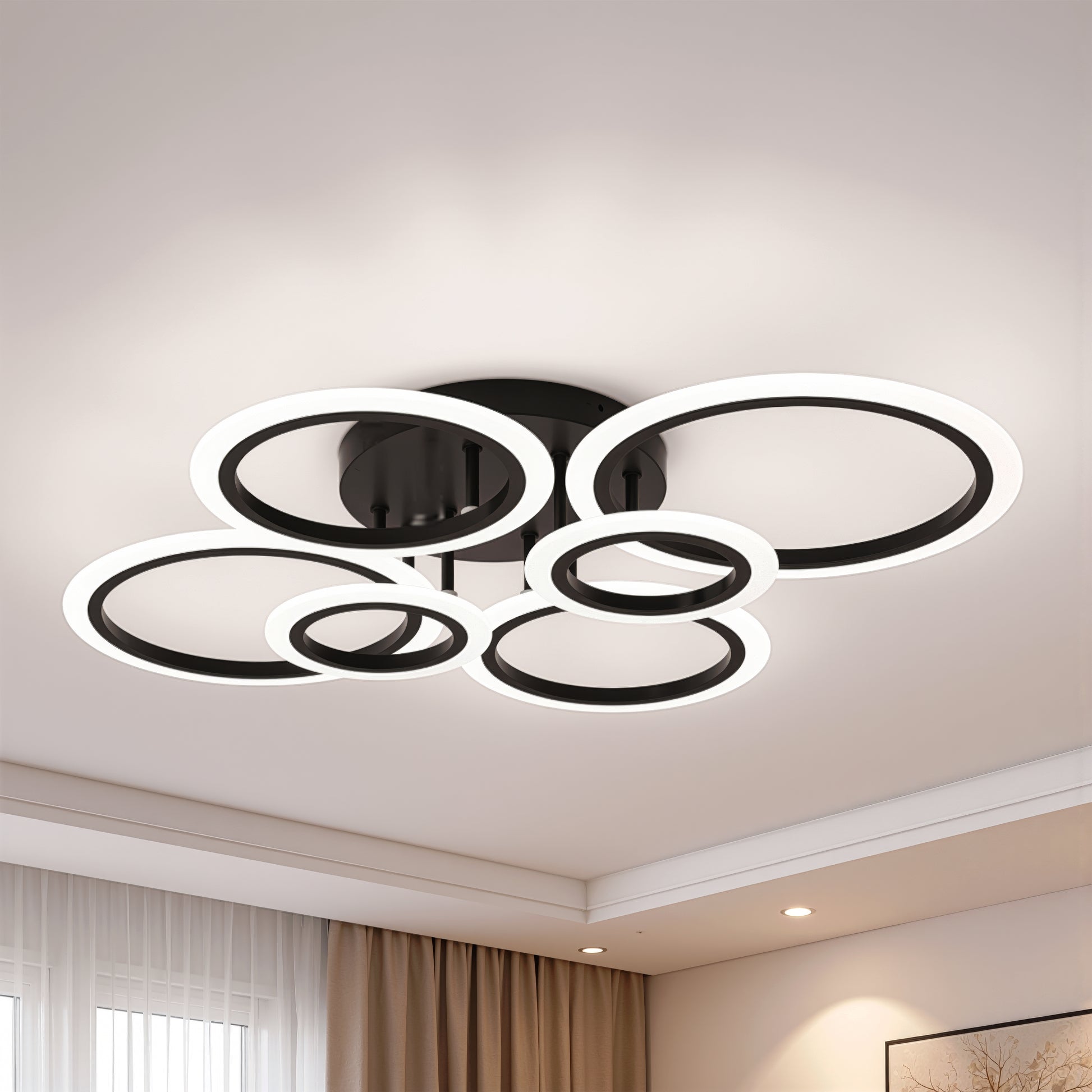 LED csillár távirányítóval BETTY 82W, 6 kör, hideg/meleg/semleges fény, szabályozható, fekete LED csillárok távirányítóval Alapértelmezett cím Alessandro Design