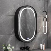Oglinda LED cu Dulap, Ovala, 50x80cm, Dezaburire, Lumina Rece/Calda/Neutra, Rama Neagra, Spatiu de Depozitare Oglinzi Dulap Default Title Alessandro Design