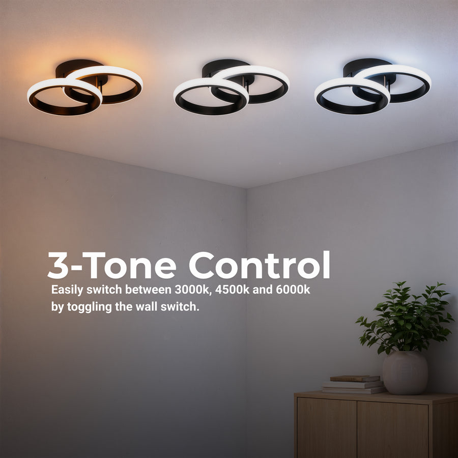 LED csillár VERTEX CIRCULA 21W, 2 kör, fém keretek, hideg/meleg/semleges fény 3000K/4000K/6000K, fekete, fém LED-csillárok alapértelmezett cím Alessandro Design