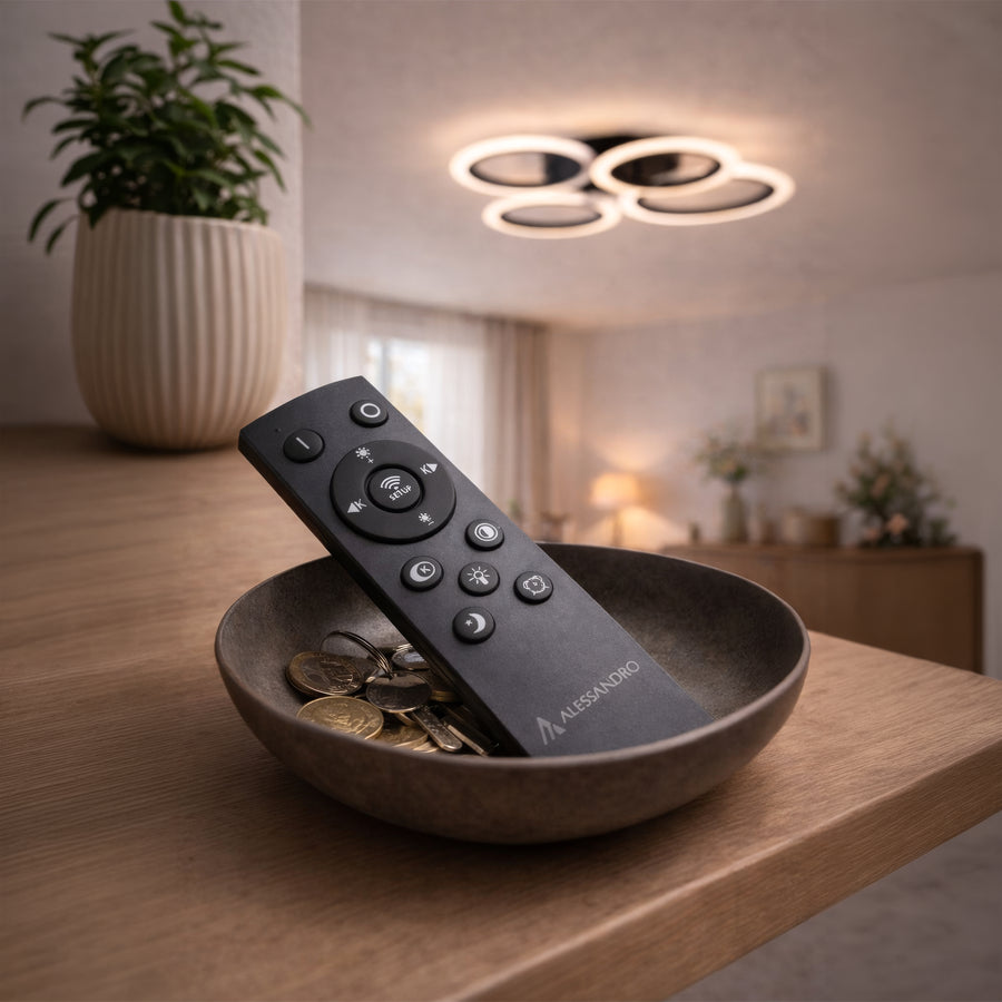 LED csillár távirányítóval BETTY 41W, 4 kör, hideg/meleg/neutrális/RGB fény, szabályozható, fekete LED csillárok távirányítóval Alapértelmezett cím Alessandro Design