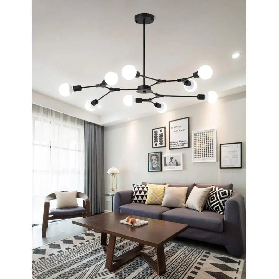 Lustra Architek Nona, 9x E27, fekete, fémfényű ipari alapcím Alessandro Design