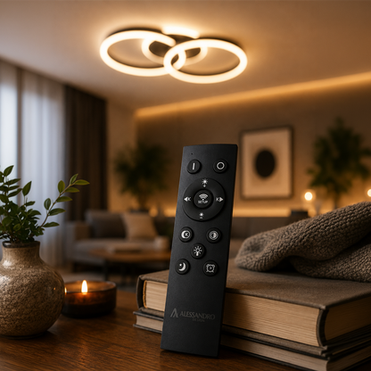 LED csillár távirányítóval RIGA LILITH 34W, 2 kör, hideg/meleg/semleges fény, szabályozható, fekete LED csillárok távirányítóval Alapértelmezett cím Alessandro Design