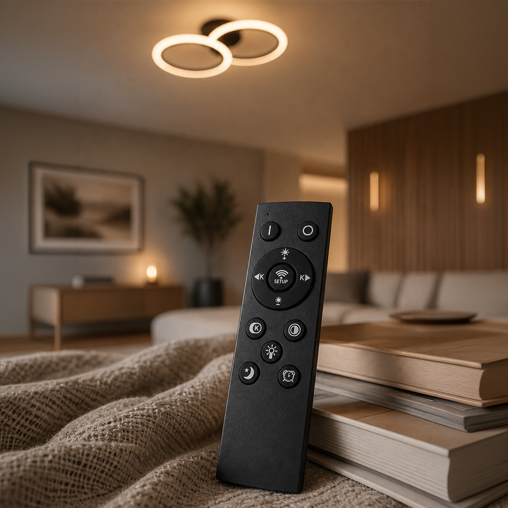 LED csillár távirányítóval BETTY 27W, 2 kör, hideg/meleg/semleges fény, szabályozható, fekete LED csillárok távirányítóval Alapértelmezett cím Alessandro Design