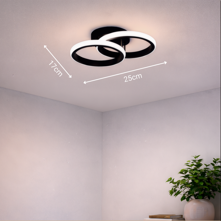 LED csillár VERTEX CIRCULA 21W, 2 kör, fém keretek, hideg/meleg/semleges fény 3000K/4000K/6000K, fekete, fém LED-csillárok alapértelmezett cím Alessandro Design