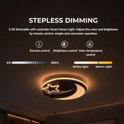 LED csillár távirányítóval ALYONA 44W, Hold és csillag, hűvös/meleg/semleges fény, sötétíthető, fekete LED csillárok távirányítóval Alapértelmezett cím Alessandro Design