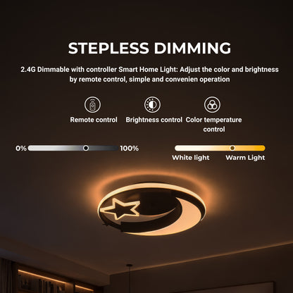 LED csillár távirányítóval ALYONA 44W, Hold és csillag, hűvös/meleg/semleges fény, sötétíthető, fekete LED csillárok távirányítóval Alapértelmezett cím Alessandro Design