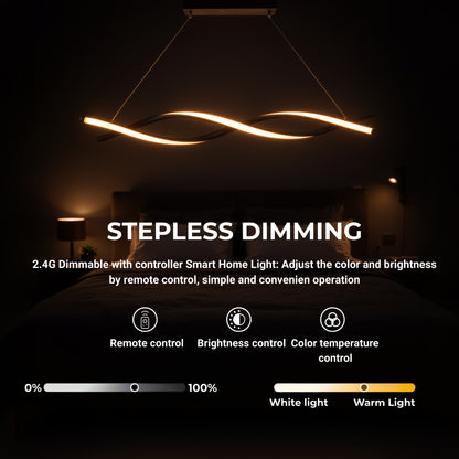 Függesztett LED-csillár távirányítóval, FLUX, 27 W, 116 cm, hideg/meleg/semleges fény 3000K/4000K/6000K, szabályozható, fekete, állítható magasságú, fém és szilikon modern csillárok alapértelmezett cím Alessandro Design