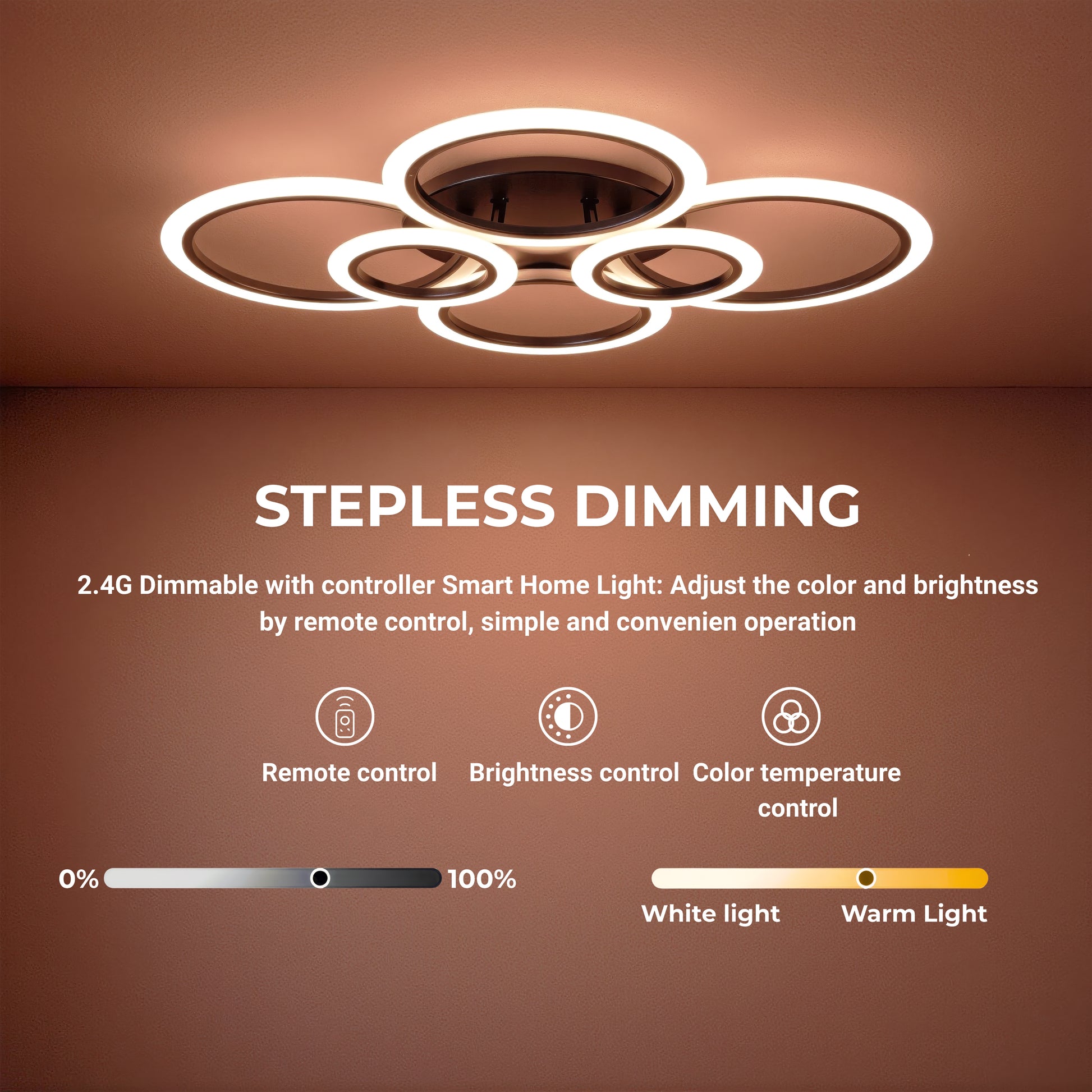 LED csillár távirányítóval BETTY 82W, 6 kör, hideg/meleg/semleges fény, szabályozható, fekete LED csillárok távirányítóval Alapértelmezett cím Alessandro Design