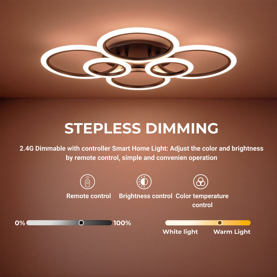 LED csillár távirányítóval BETTY 82W, 6 kör, hideg/meleg/semleges fény, szabályozható, fekete LED csillárok távirányítóval Alapértelmezett cím Alessandro Design