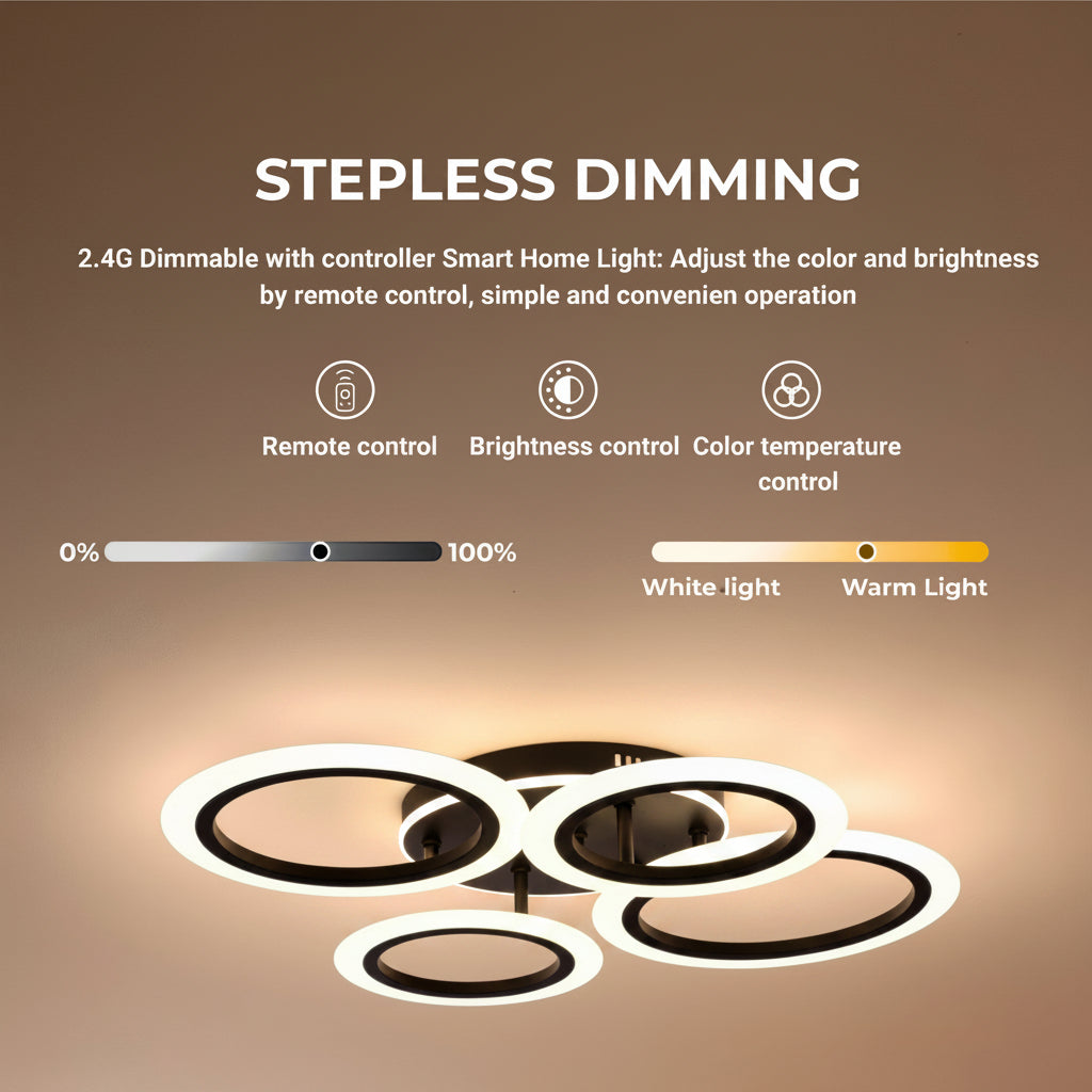 LED csillár távirányítóval BETTY 41W, 4 kör, hideg/meleg/neutrális/RGB fény, szabályozható, fekete LED csillárok távirányítóval Alapértelmezett cím Alessandro Design