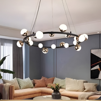 Estella akril függesztett LED-csillár távirányítóval, 30W, szabályozható, 3000K/4000K/6000K, arany, fém és akril LED-csillárok távirányítóval Alapértelmezett cím Alessandro Design