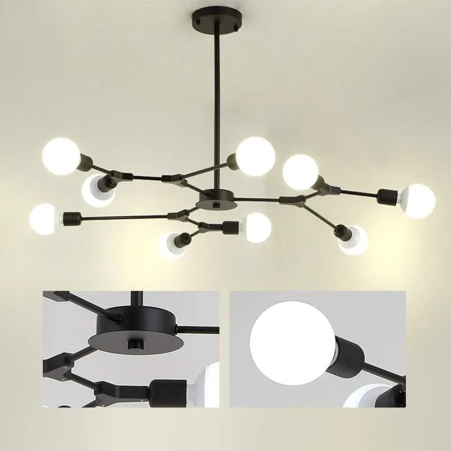 Lustra Architek Nona, 9x E27, fekete, fémfényű ipari alapcím Alessandro Design