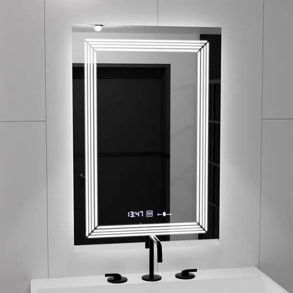 Négyszögletű LED tükör, 60x80 cm, Venezia Marcello MotionGlow érzékelő, páramentesítő rendszer, óra és hőmérő, szabályozható, meleg, semleges hideg fény 3000K/4000K/6000K Marcello tükrök alapértelmezett cím Alessandro Design