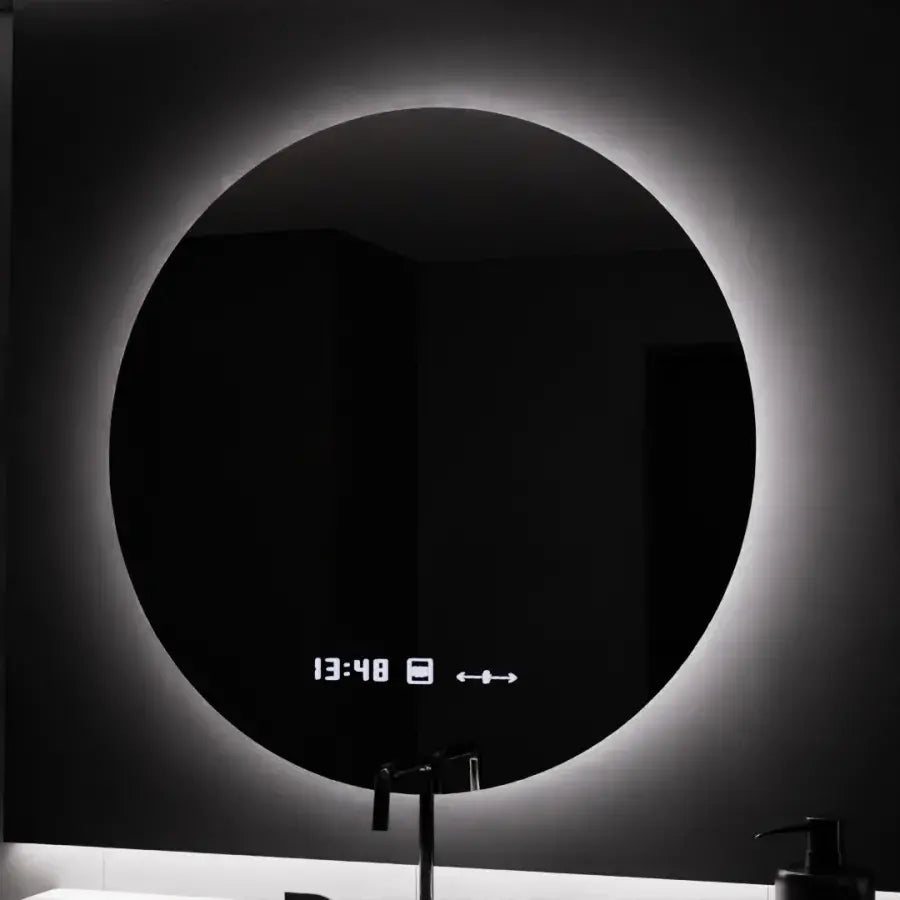 LED kerek tükör, 70 cm, Serenite MotionGlow Marcello, páramentesítő rendszer, óra és hőmérő, szabályozható tükrök Marcello alapértelmezett cím Alessandro Design