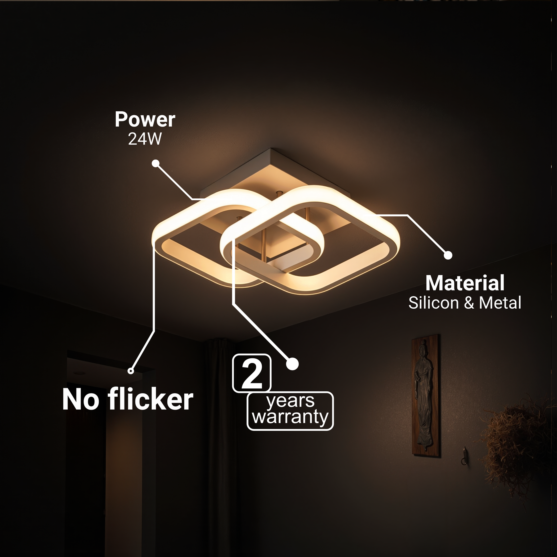 VERTEX mátrix LED csillár, átlapoló gyémántok, fém keretek, 24 W, 2 gyémánt, hideg/meleg/semleges fény 3000K/4000K/6000K, fehér LED-csillárok alapértelmezett cím Alessandro Design