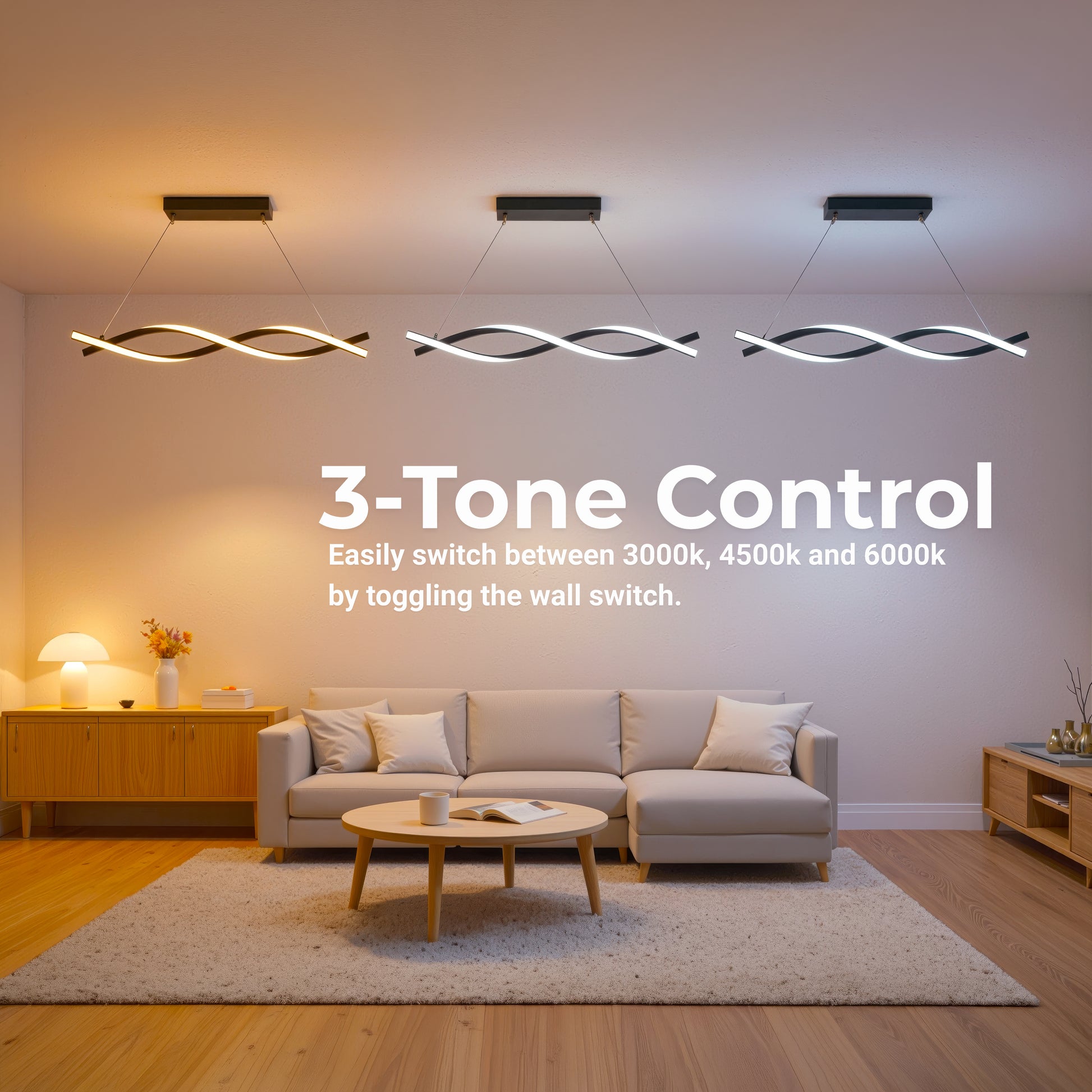 Függesztett LED-csillár távirányítóval, FLUX, 27 W, 116 cm, hideg/meleg/semleges fény 3000K/4000K/6000K, szabályozható, fekete, állítható magasságú, fém és szilikon modern csillárok alapértelmezett cím Alessandro Design