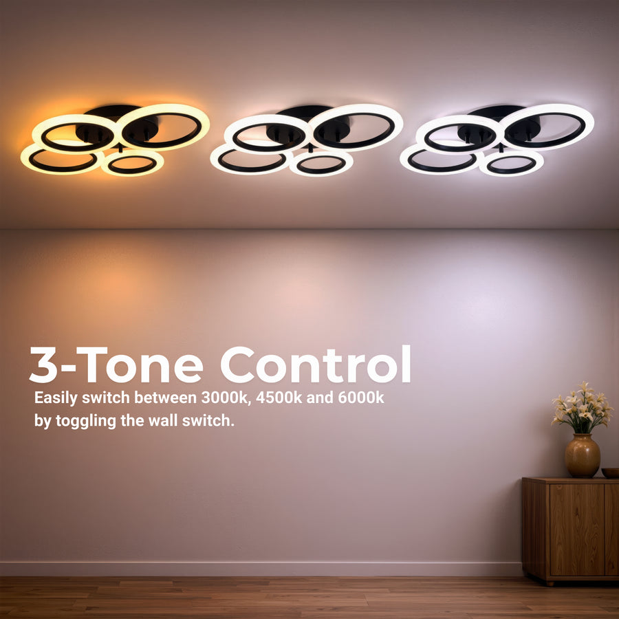 LED csillár távirányítóval BETTY 41W, 4 kör, hideg/meleg/neutrális/RGB fény, szabályozható, fekete LED csillárok távirányítóval Alapértelmezett cím Alessandro Design