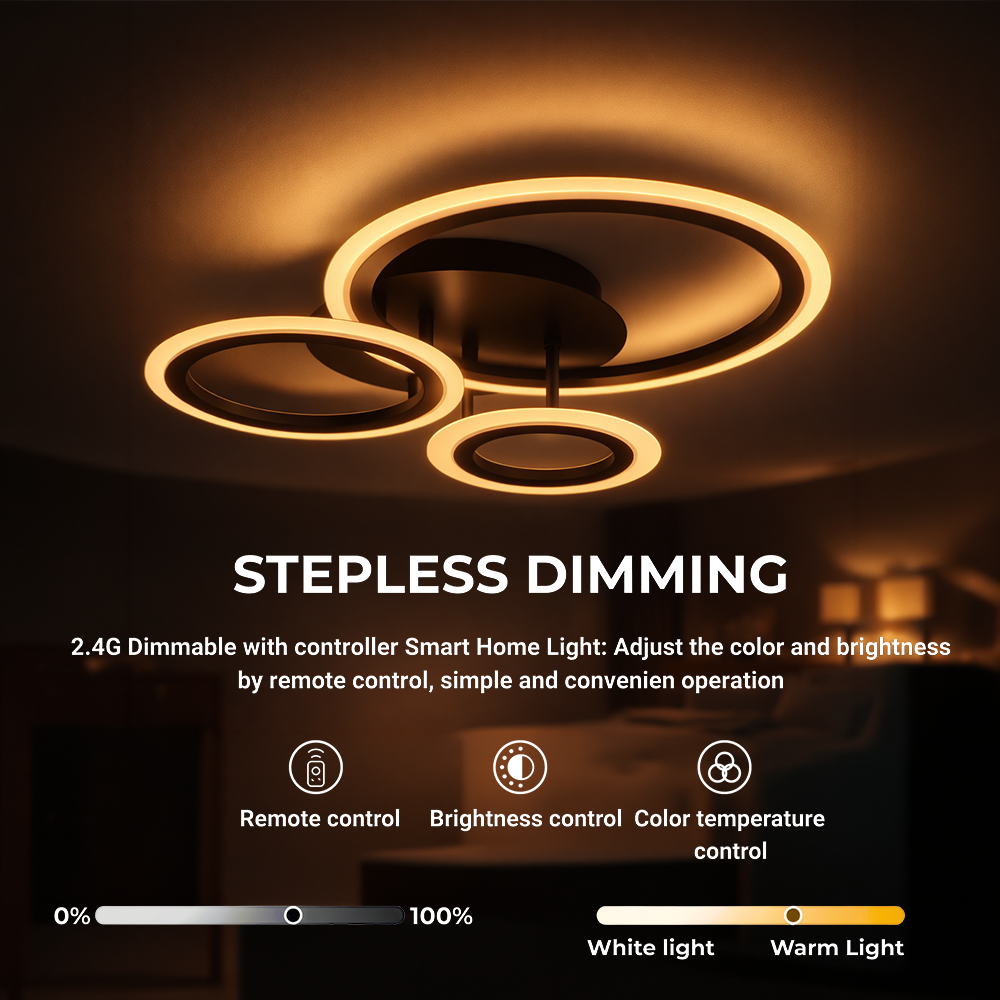 LED csillár távirányítóval BETTY 40W, 3 kör, hideg/meleg/semleges fény, szabályozható, fekete LED csillárok távirányítóval Alapértelmezett cím Alessandro Design