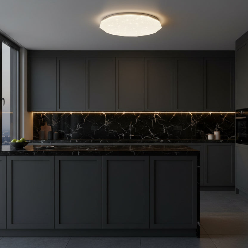 Hatszögletű LED mennyezeti lámpa 35 cm, 32W, 3000K / 4000K / 6000K, fehér, fém és akril LED mennyezeti lámpák Alapértelmezett cím Alessandro Design