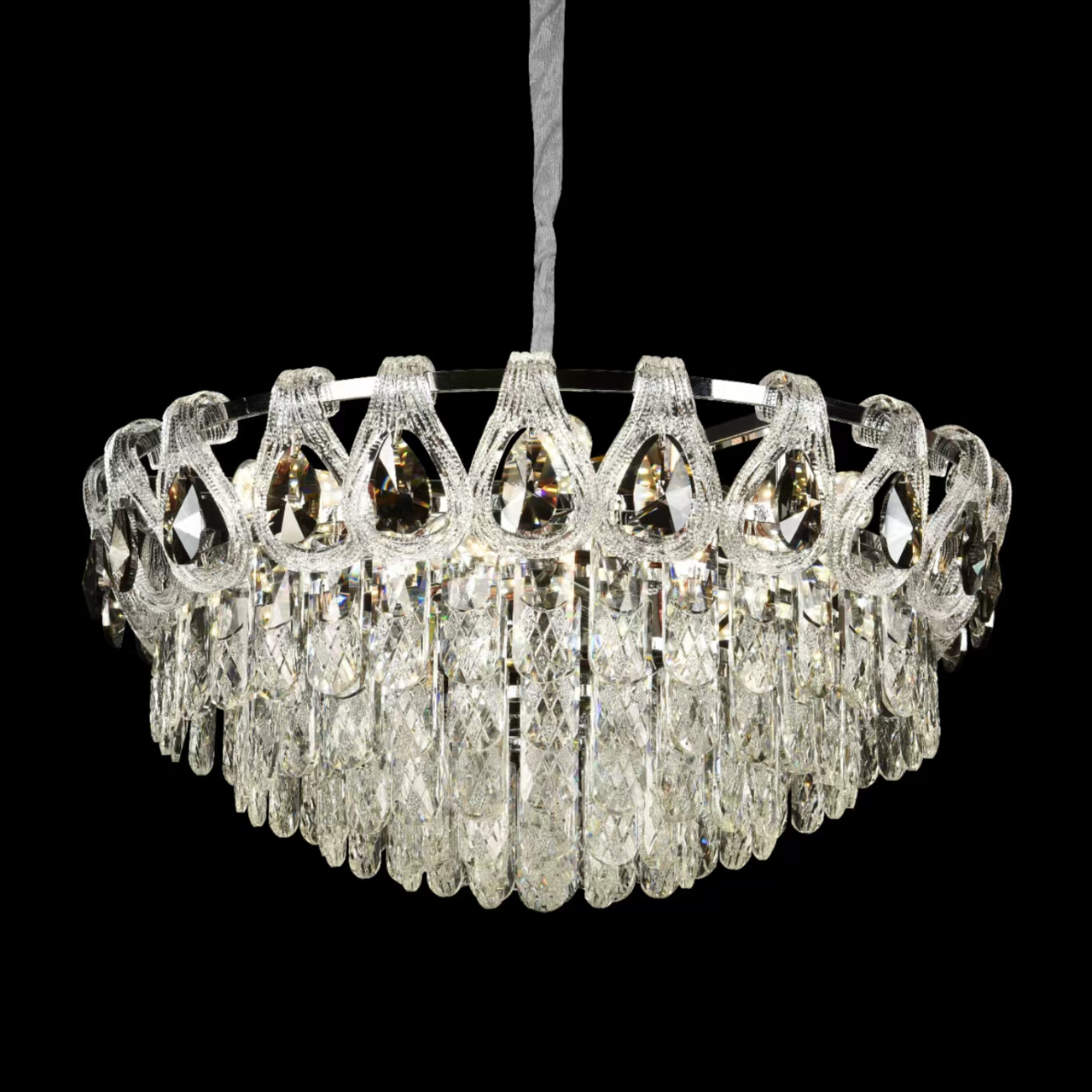 Candelabru Cristal CC5122/500CR 9x E14, Diametru 50cm, Crom Lucios, Inaltime Reglabila Candelabre Cristal Default Title Alessandro Design